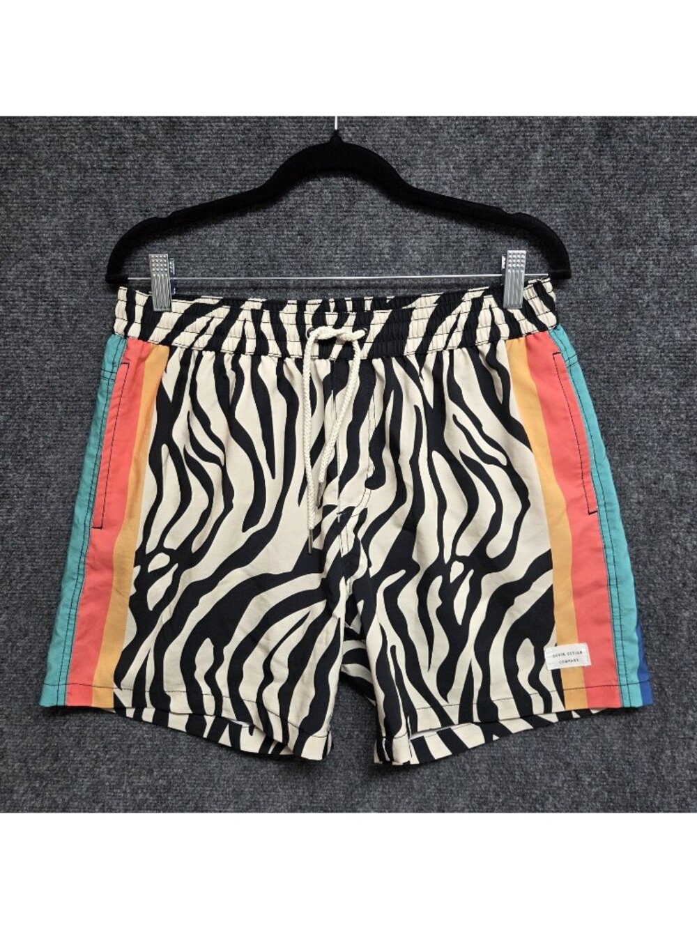 Duvin Swim Shorts Mens Medium Zebra Disco Trunks Rainbow Stripe Brief Lined